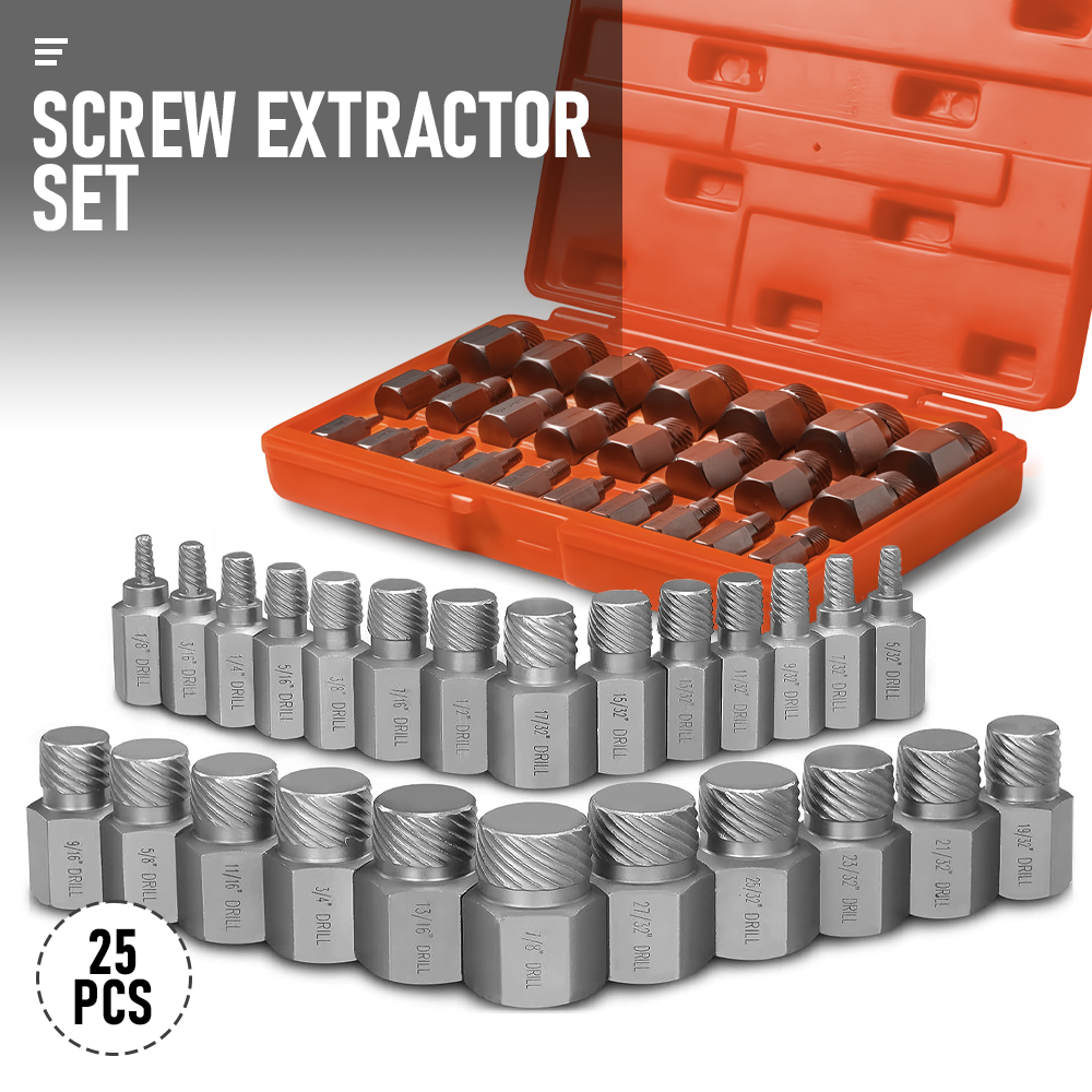 Splined Extractor Set 25PCS Damaged Screw Extractor Set Multi-Spline Easy Out Broken Bolt Re ...
