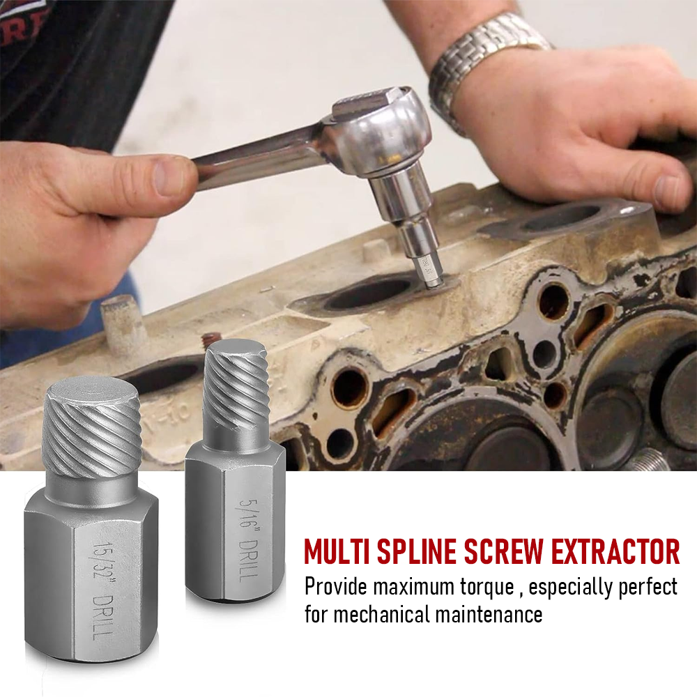 Splined Extractor Set 25PCS Damaged Screw Extractor Set Multi-Spline Easy Out Broken Bolt Re ...