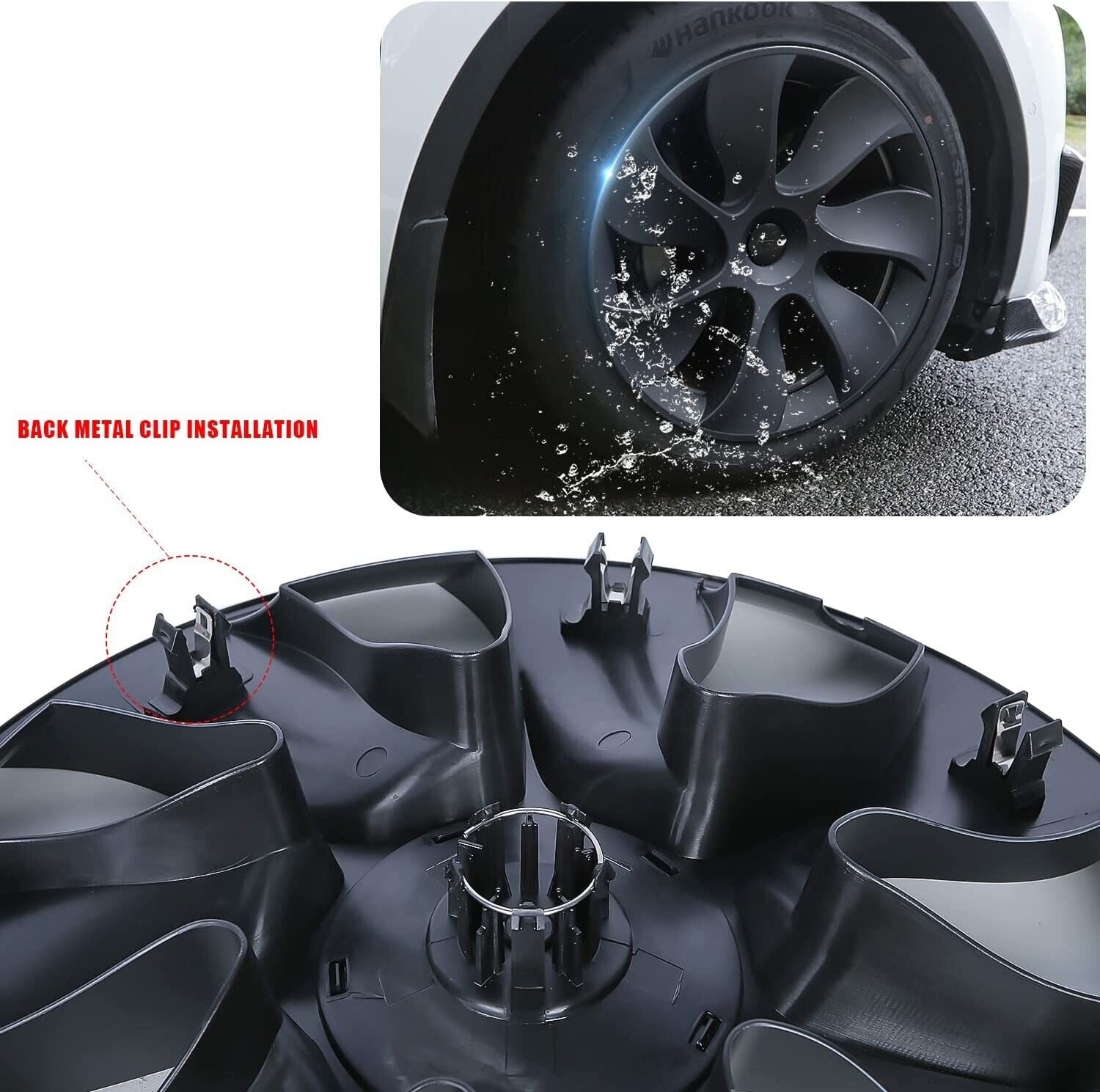 4PCS Wheel Cover Caps For Tesla Model Y 19 Inch Rim Hubcap Hub Cap Matt Black