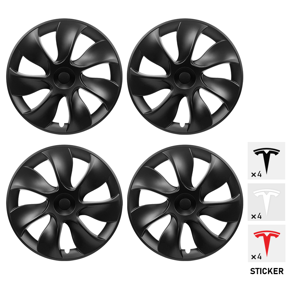 4PCS Wheel Cover Caps For Tesla Model Y 19 Inch Rim Hubcap Hub Cap Matt Black