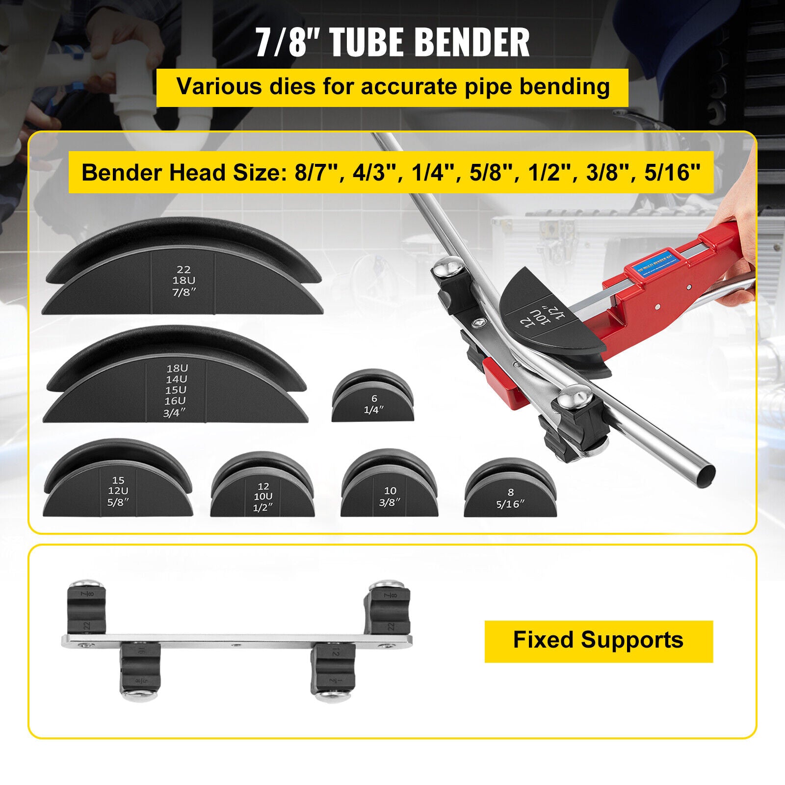 1/4", 5/16'', 7/8" Pipe Bender Ratchet Pipe Tube Bender Bending Tools
