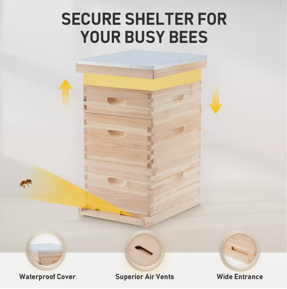 30 Frames Full Set Beehive Flat Pack Wooden Beekeeping Honey Bee hive House Box AU