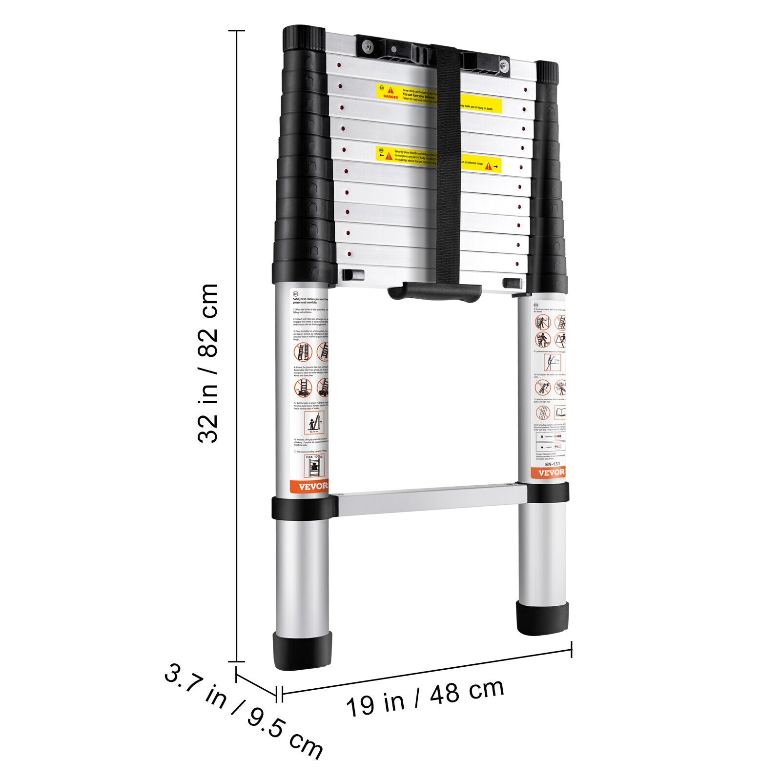 3.8m Telescopic Ladder Aluminum Extension Step – Tool Plus