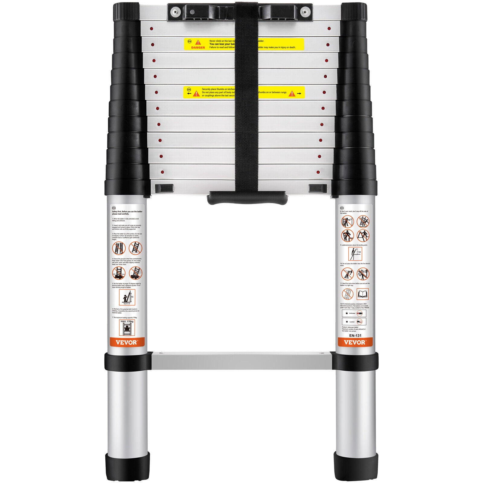 3.8m Telescopic Ladder Aluminum Extension Step – Tool Plus