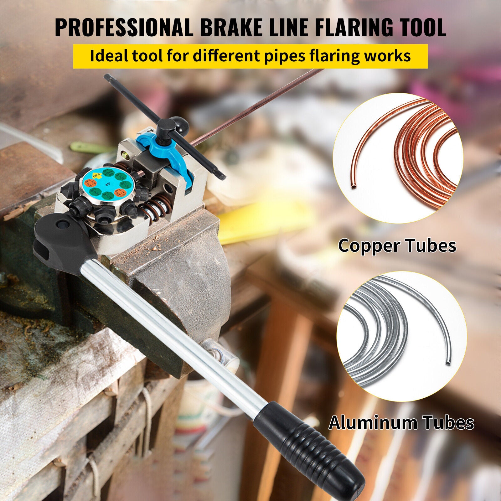 Brake Pipe Line Flaring Tool Kit for 3/16"~3/8" Stainless Steel Tube 45°