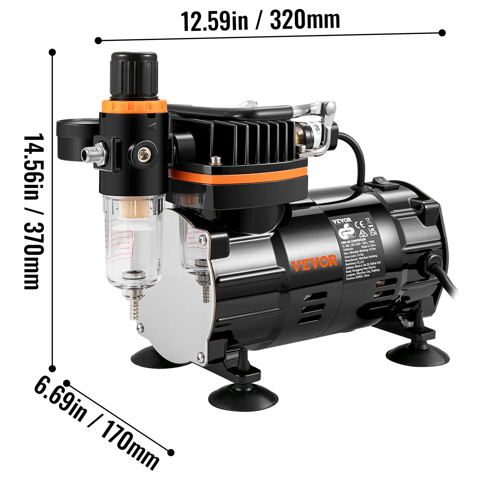 AU 0.2/0.3/0.8mm Airbrush Kit Dual Action Air Brush Compressor Spray Gun