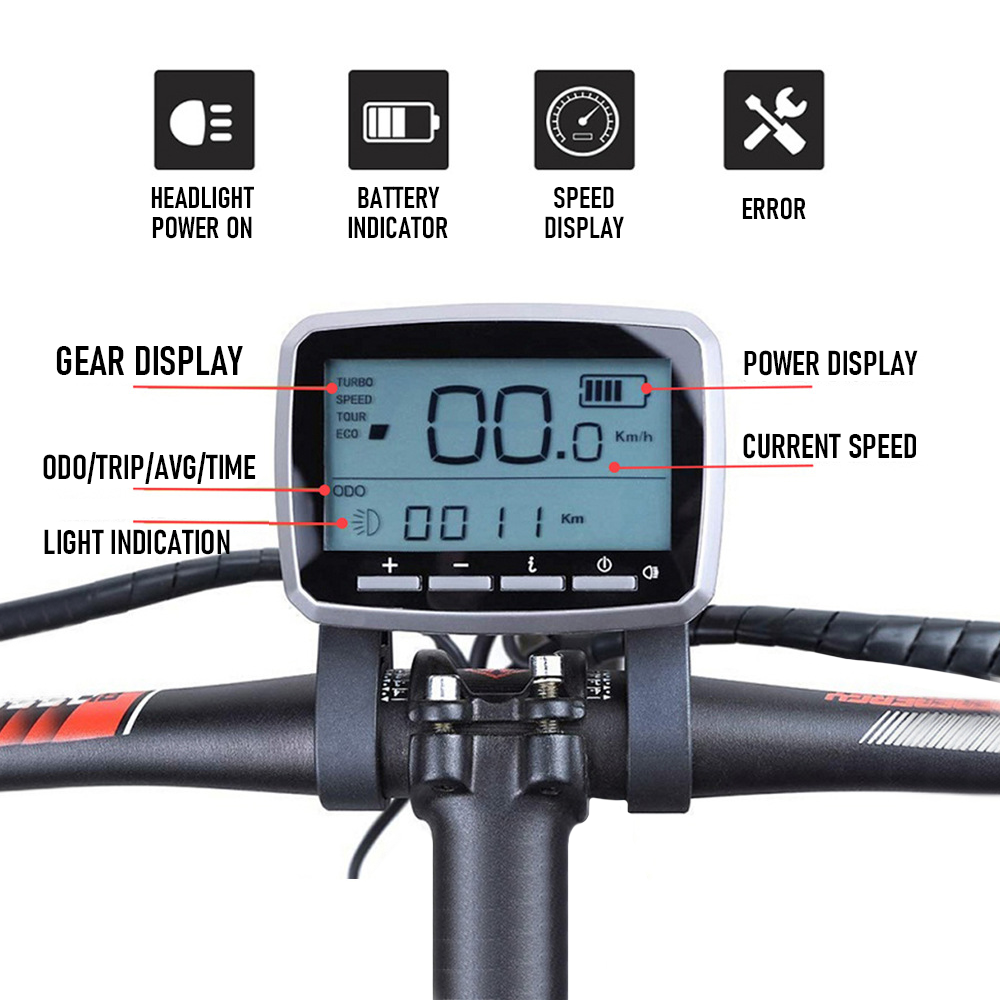 LCD Display Waterproof Ebike Motor 250W 36V Electric Bike Conversion Kit Mid Crank