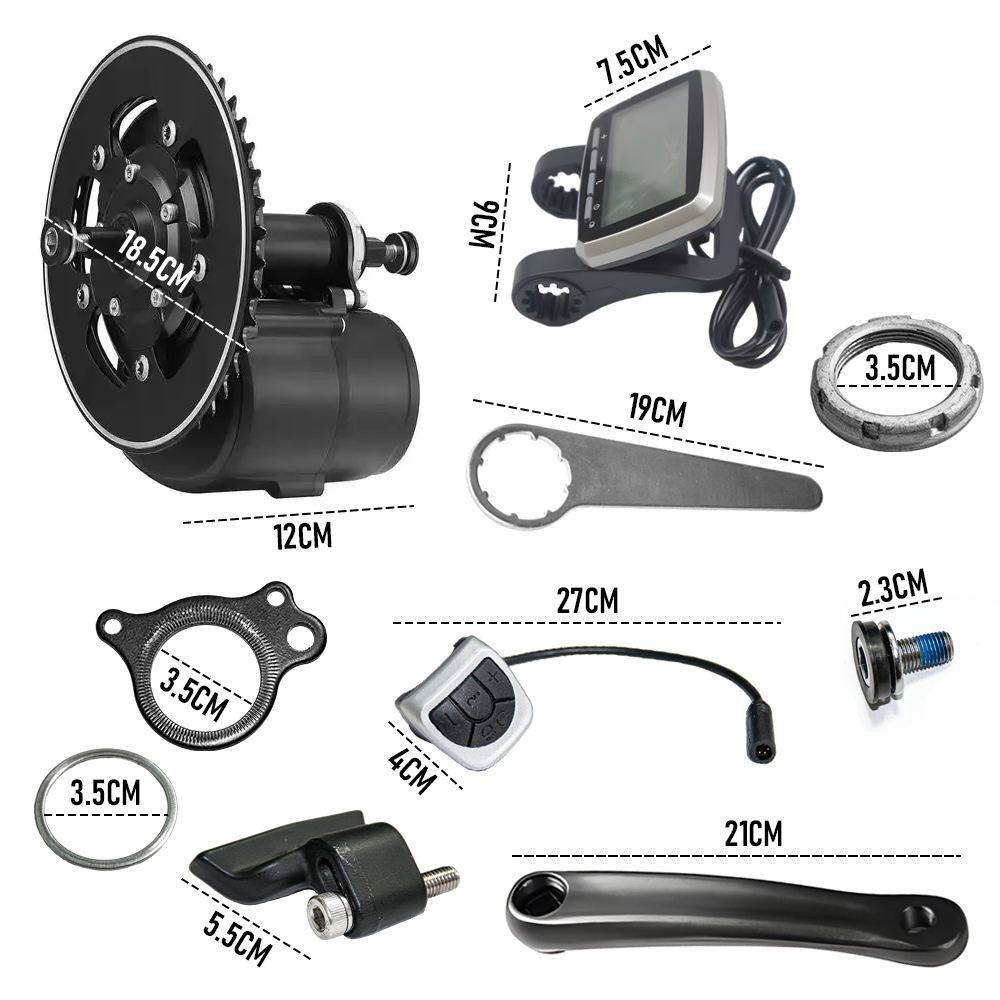 LCD Display Waterproof Ebike Motor 250W 36V Electric Bike Conversion Kit Mid Crank