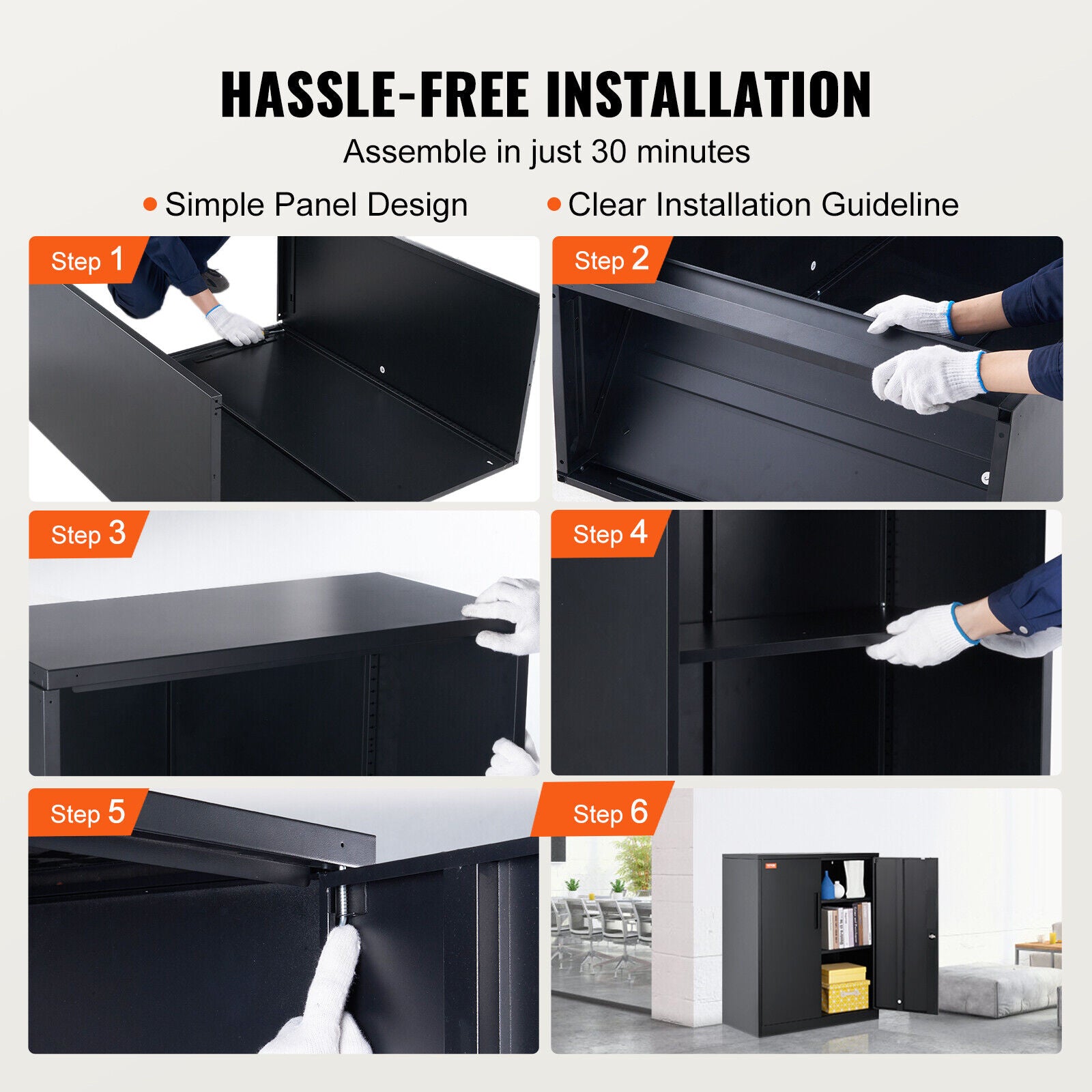 Lockable Adjustable Shelves Steel Storage Cabinet Home Office Stationary