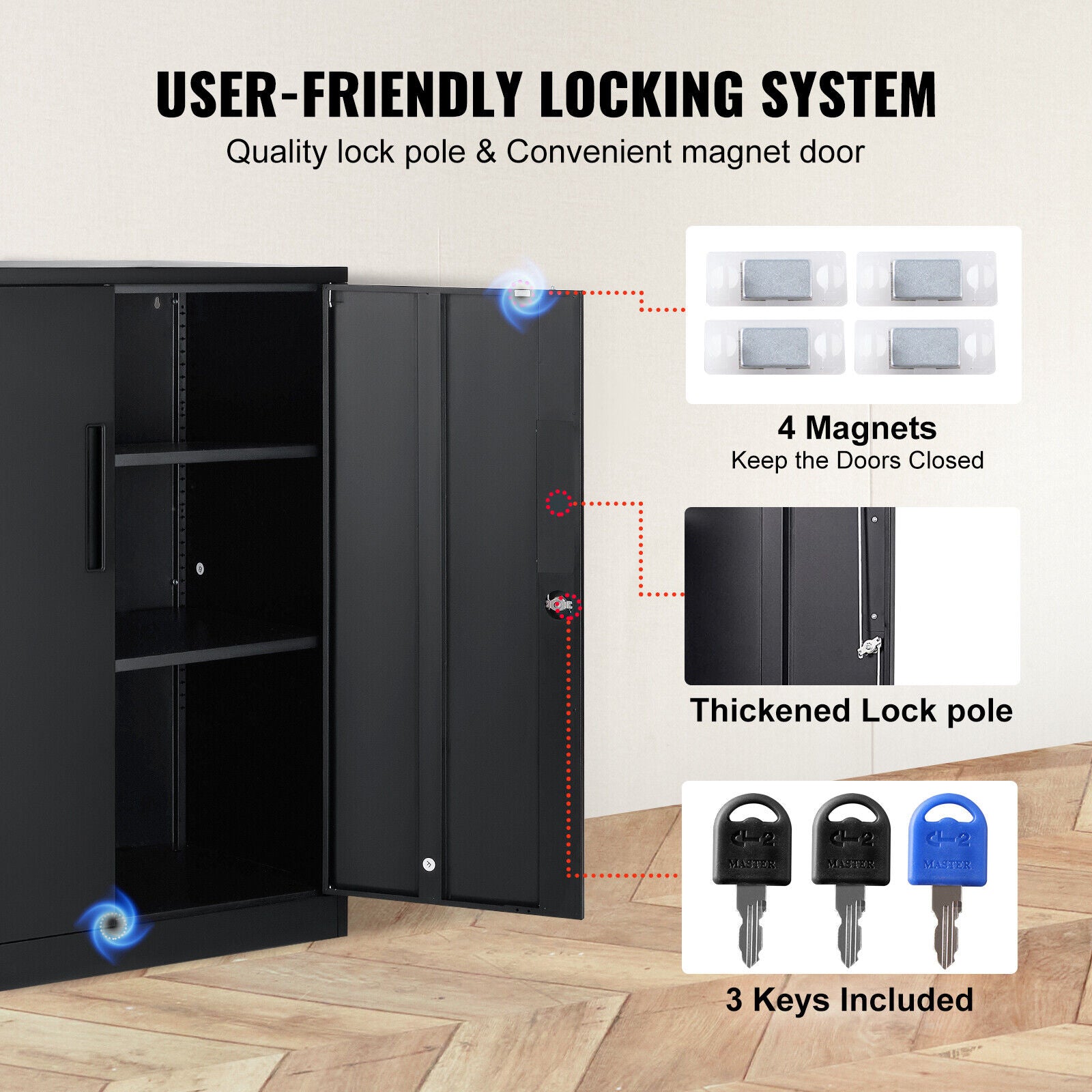 Lockable Shelf Lockable Adjustable Shelves Steel Storage Cabinet Home Office Stationa ...
