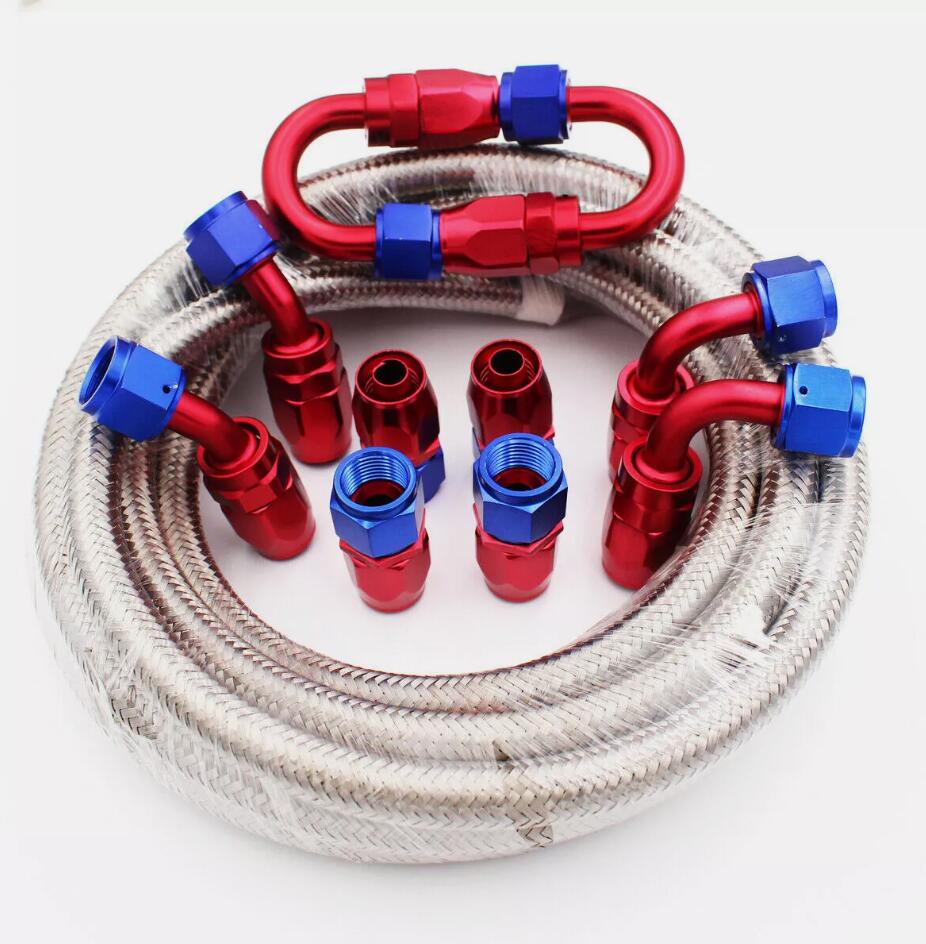 5 Meter AN8 -8AN AN-8 7/16" 11MM Stainless Steel Braided Oil Fuel Hose Line Pipe