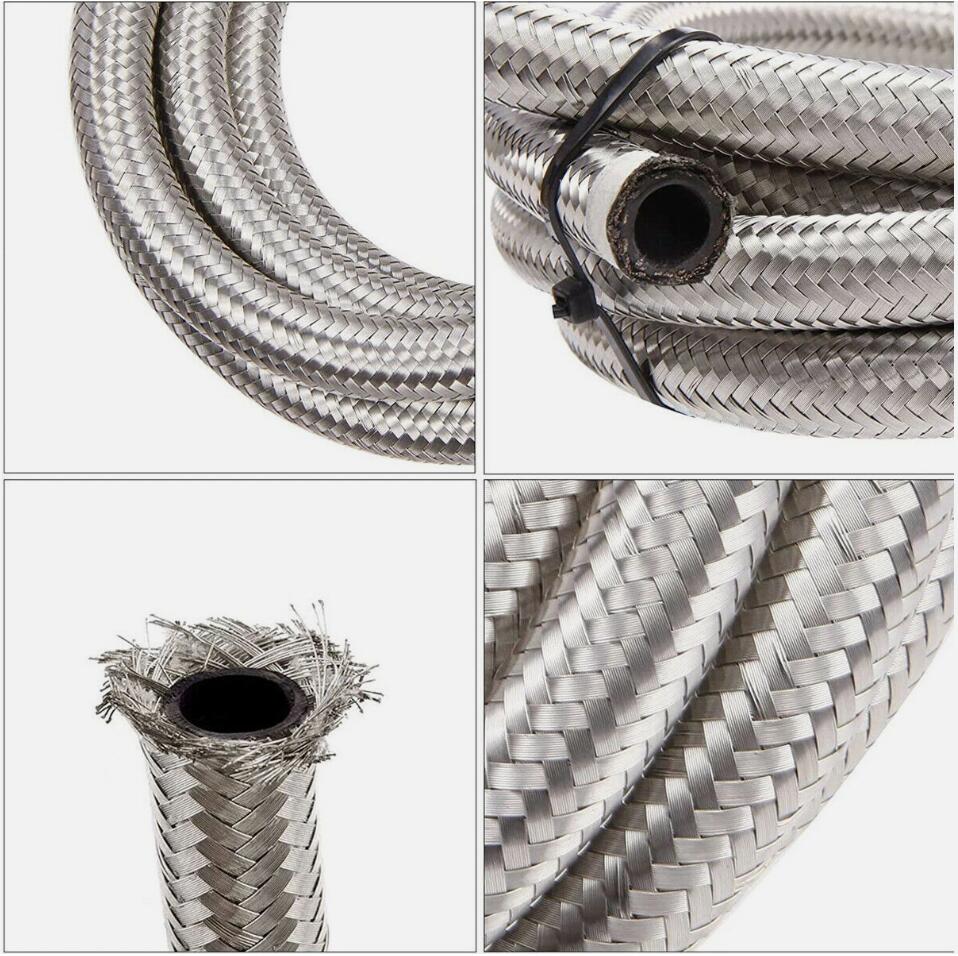5 Meter AN8 -8AN AN-8 7/16" 11MM Stainless Steel Braided Oil Fuel Hose Line Pipe