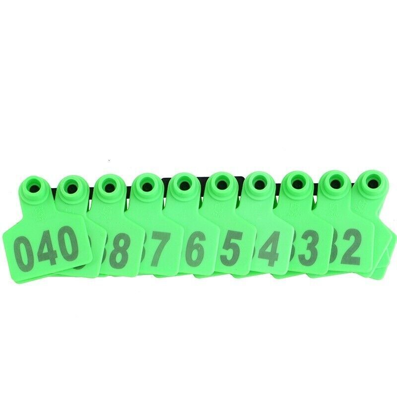 1-100 Extra Large (9.5x7cm) Ear Tags With Numbers - 4 Colours Available