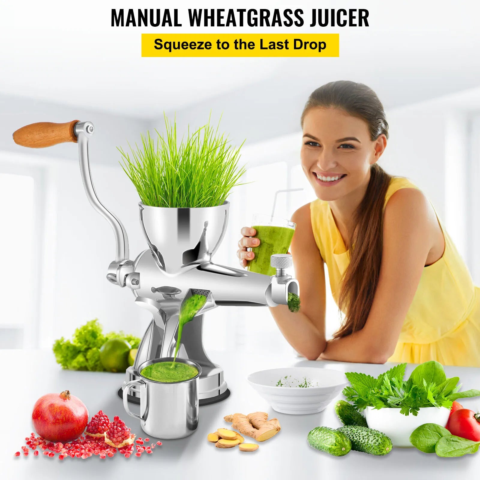 Premium Stainless Steel Manual Wheatgrass Juicer Hand Operated Juicer Extractor