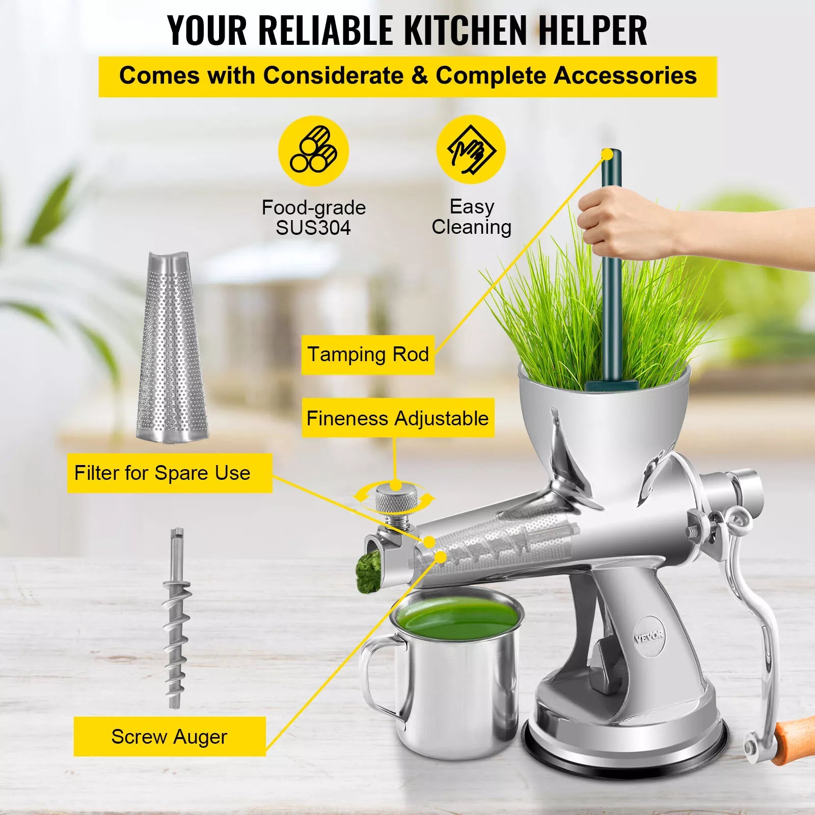 Premium Stainless Steel Manual Wheatgrass Juicer Hand Operated Juicer Extractor