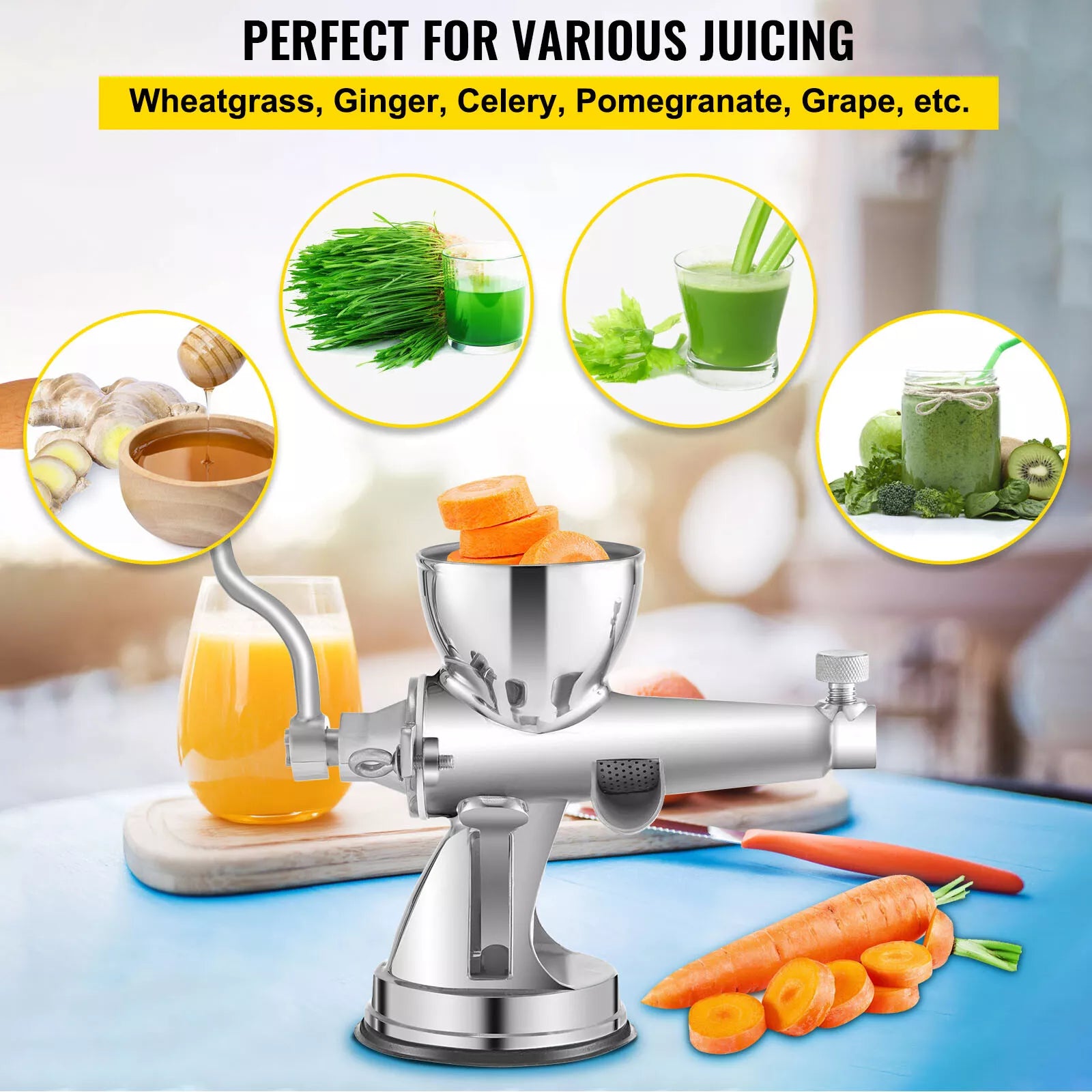 Premium Stainless Steel Manual Wheatgrass Juicer Hand Operated Juicer Extractor