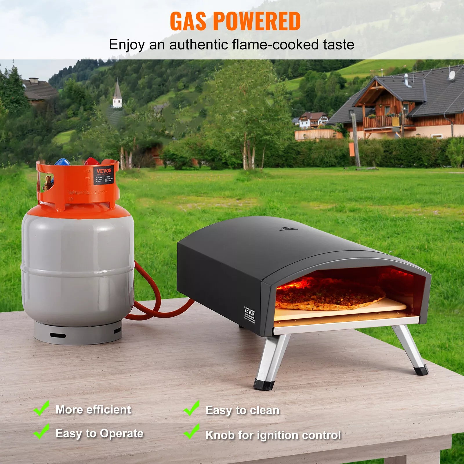 12" Portable Gas Oven Outdoor Pizza Oven Iron Spray Foldable for Camping