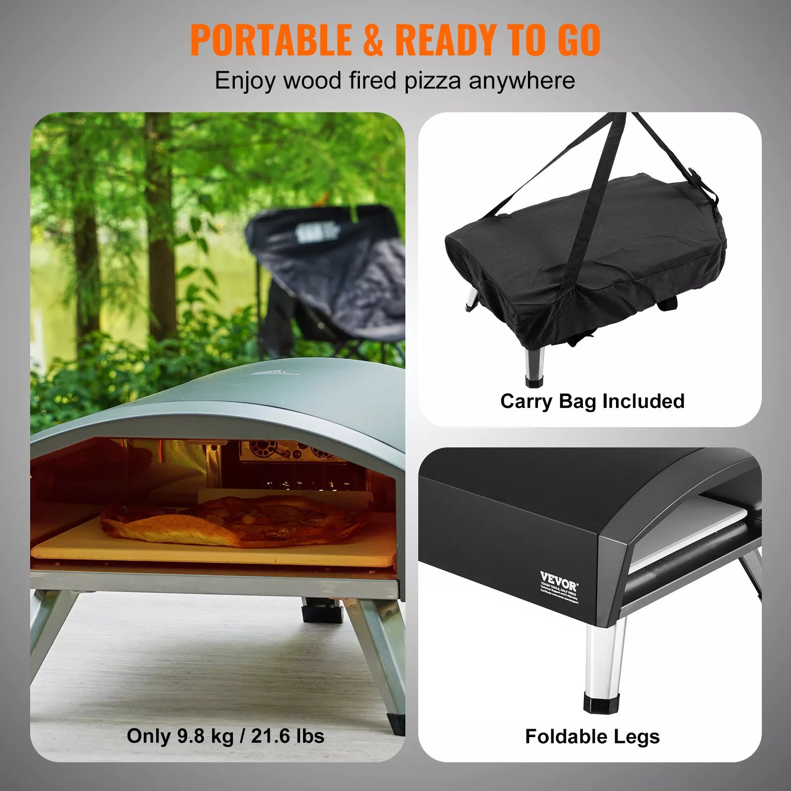 12" Portable Gas Oven Outdoor Pizza Oven Iron Spray Foldable for Camping