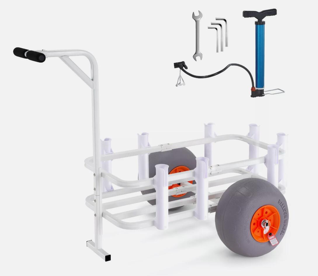 Heavy Duty 300 lbs Beach Fishing Cart Fishing Trolley with Balloon Tires for Sand AU