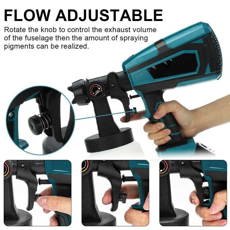 18V Battery Cordless Spray Gun Airless Paint Sprayer with 2 Battery