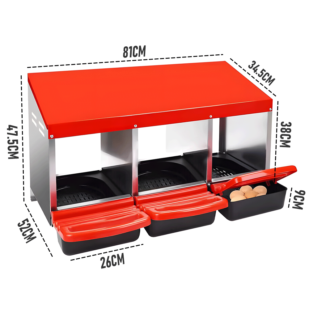 3 Hole Chicken Hen Coop Hutch Laying Nesting Box