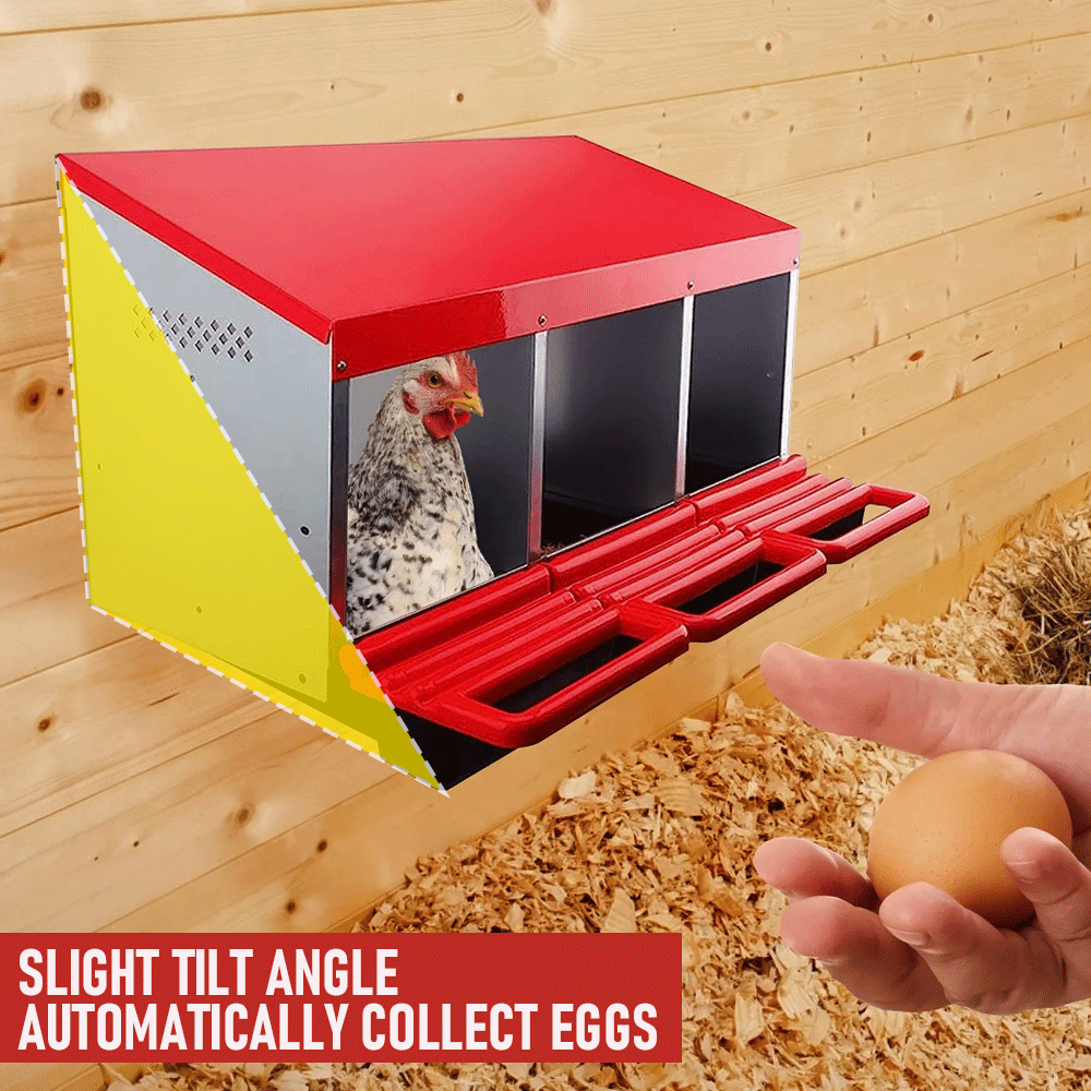 3 Hole Chicken Hen Coop Hutch Laying Nesting Box