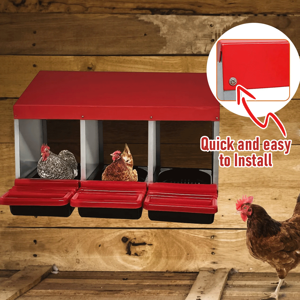 3 Hole Chicken Hen Coop Hutch Laying Nesting Box