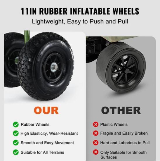 136 kg Beach Fishing Cart Foldable Fishing Trolley 600D Oxford Fabric with Balloon Tires