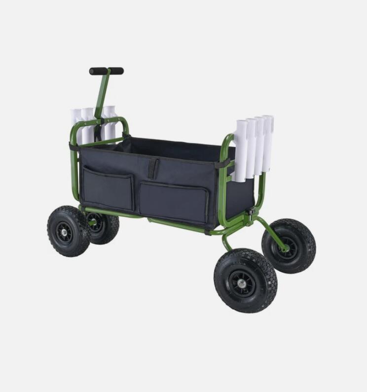 136 kg Beach Fishing Cart Foldable Fishing Trolley 600D Oxford Fabric with Balloon Tires