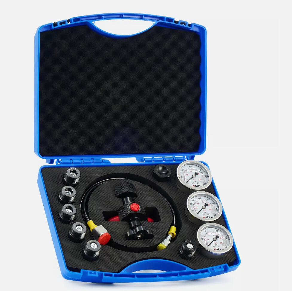 Premium Hydraulic Nitrogen Accumulator Charging Pressure Test Kit With 3 Gauge 6 Adapters