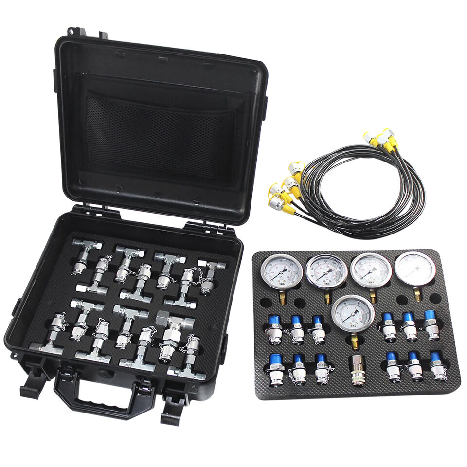 600bar Hydraulic Pressure Test Kit 5 Gauges 13 Couplings 14 Tee Connectors