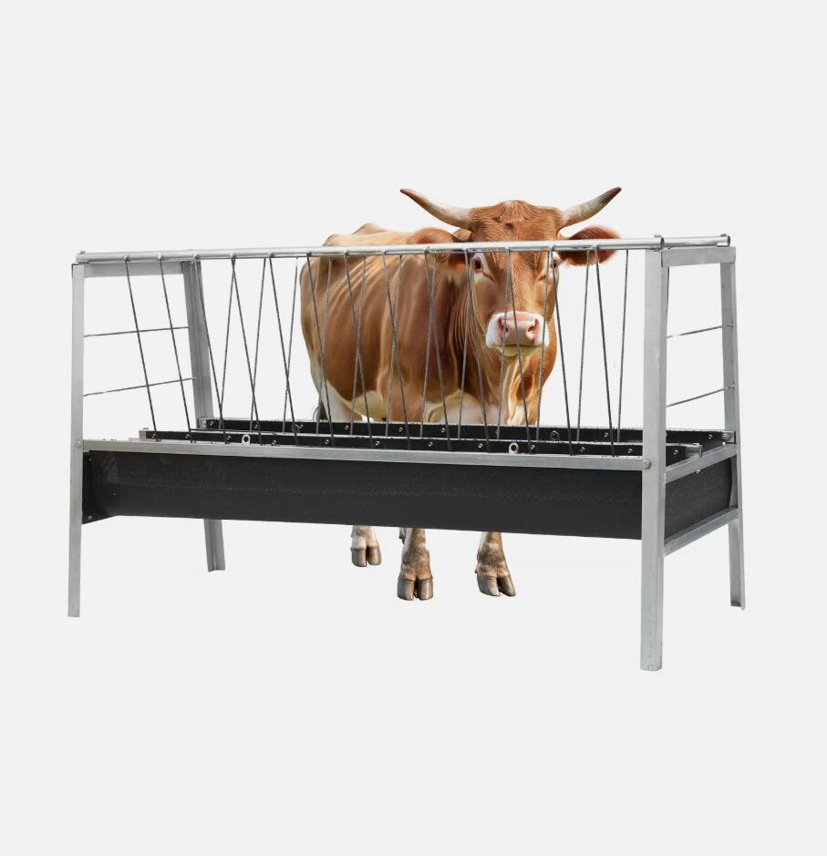 Heavy Duty 1.5M Feed Trough Goat Cattle Hay Grain Rubber Feeder Tray with Metal Bracket