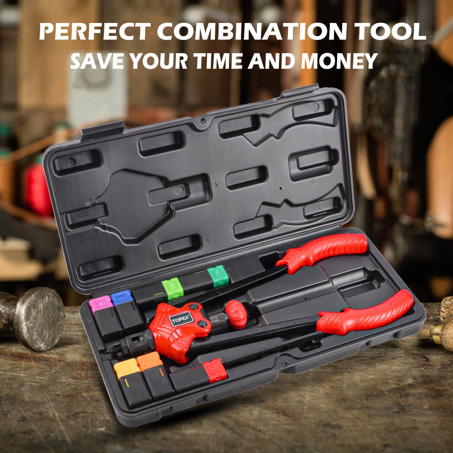 Automotive Rivets Tools Kit 160PCS Heavy Duty Nut Rivet Riveter Rivnut Nutsert Gun Riveting Kit Th ...