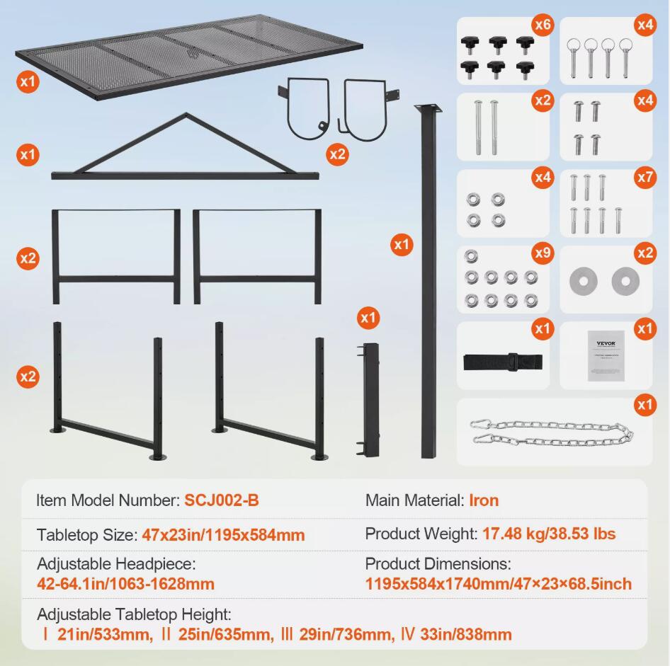 Premium Adjustment 21"-33" Height Livestock Stand Goat Trimming Stand 47x23 in Tabletop