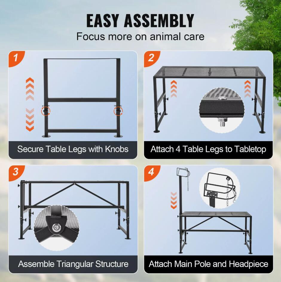 Premium Adjustment 21"-33" Height Livestock Stand Goat Trimming Stand 47x23 in Tabletop