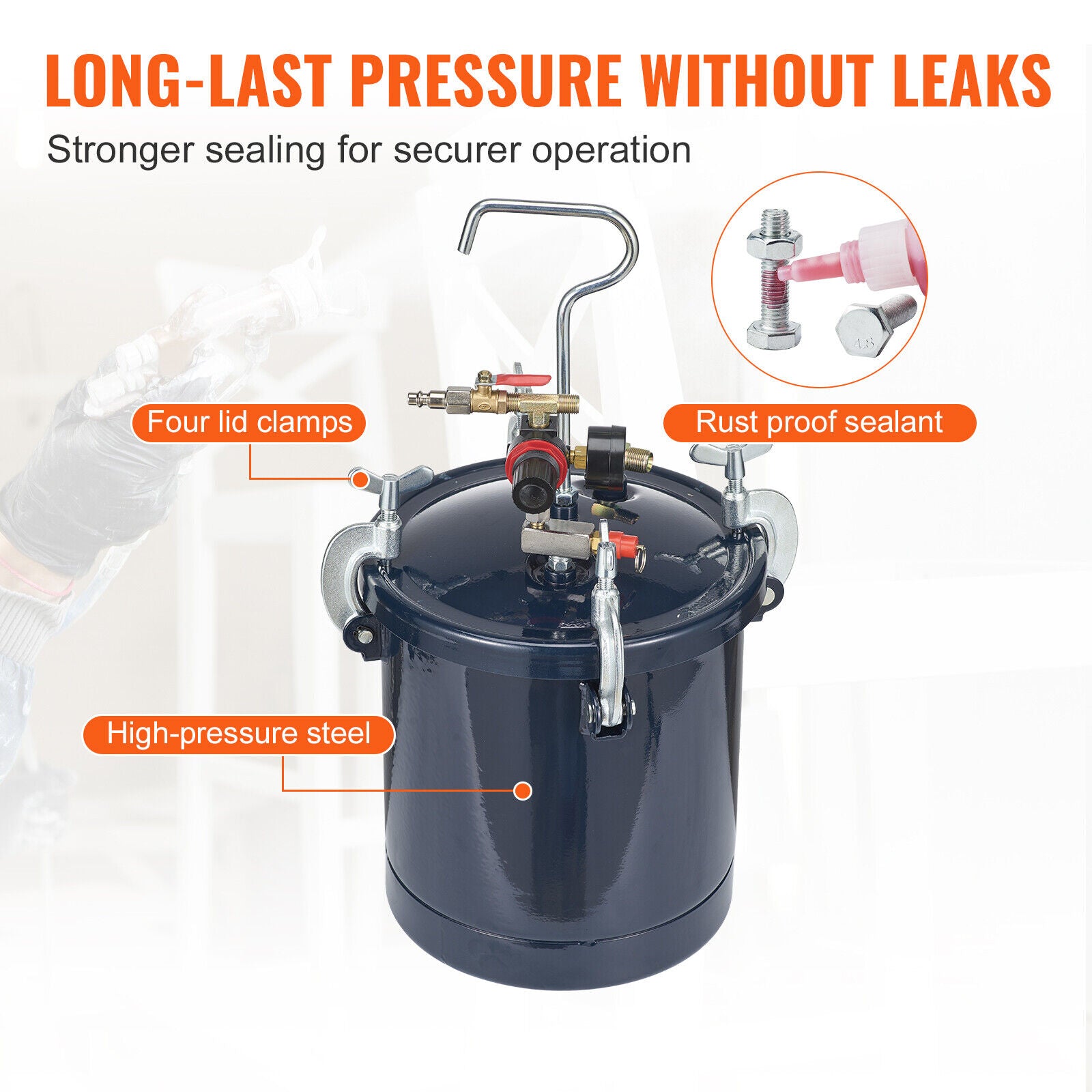Compressor Spray Pot 10L Spray Paint Pressure Pot Tank 1.5mm+4.0mm Nozzles Dual Spray Gun ...