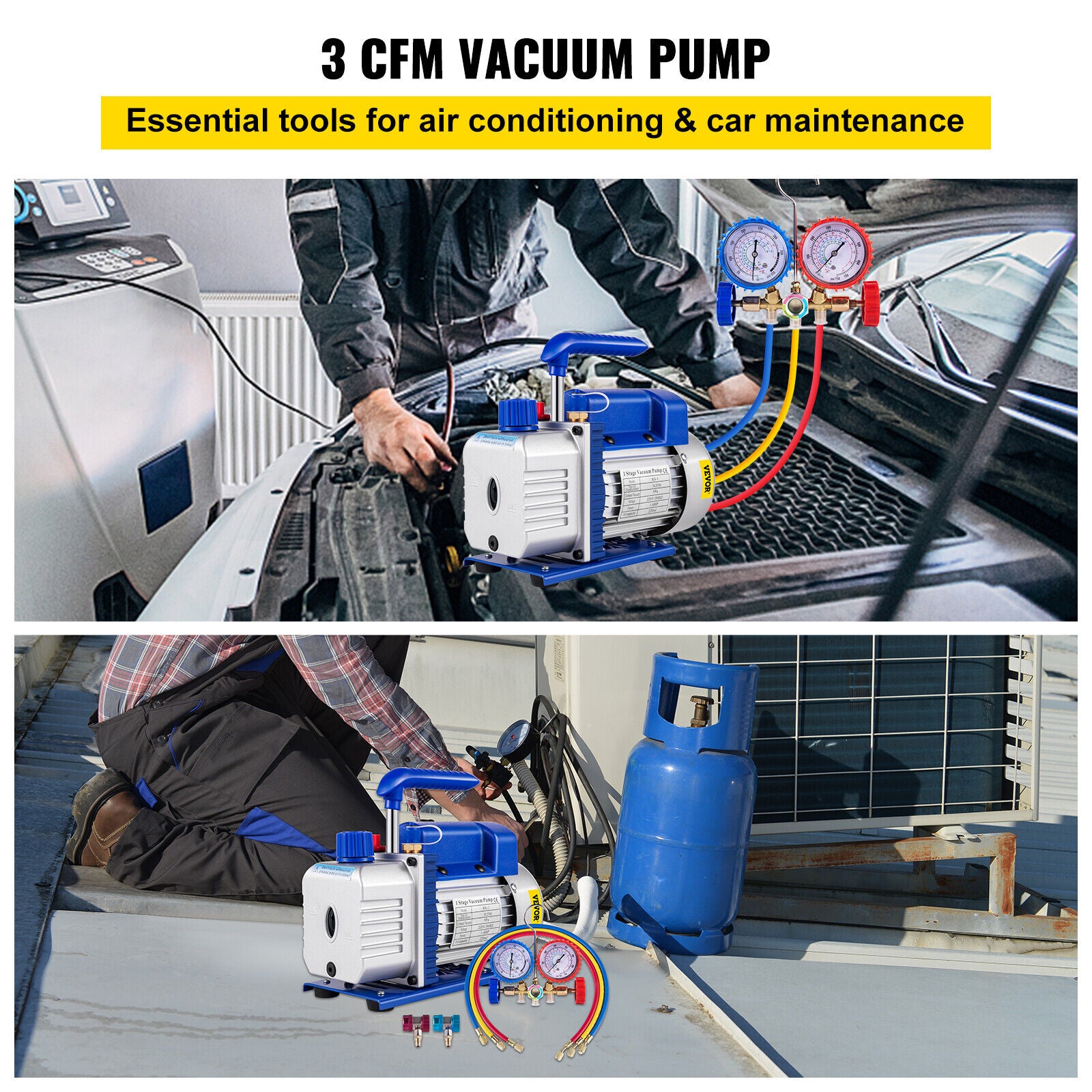 3CFM 1 Stage Refrigerant Vacuum Pump Air Conditioning Vacuum Pump R134 Gauge