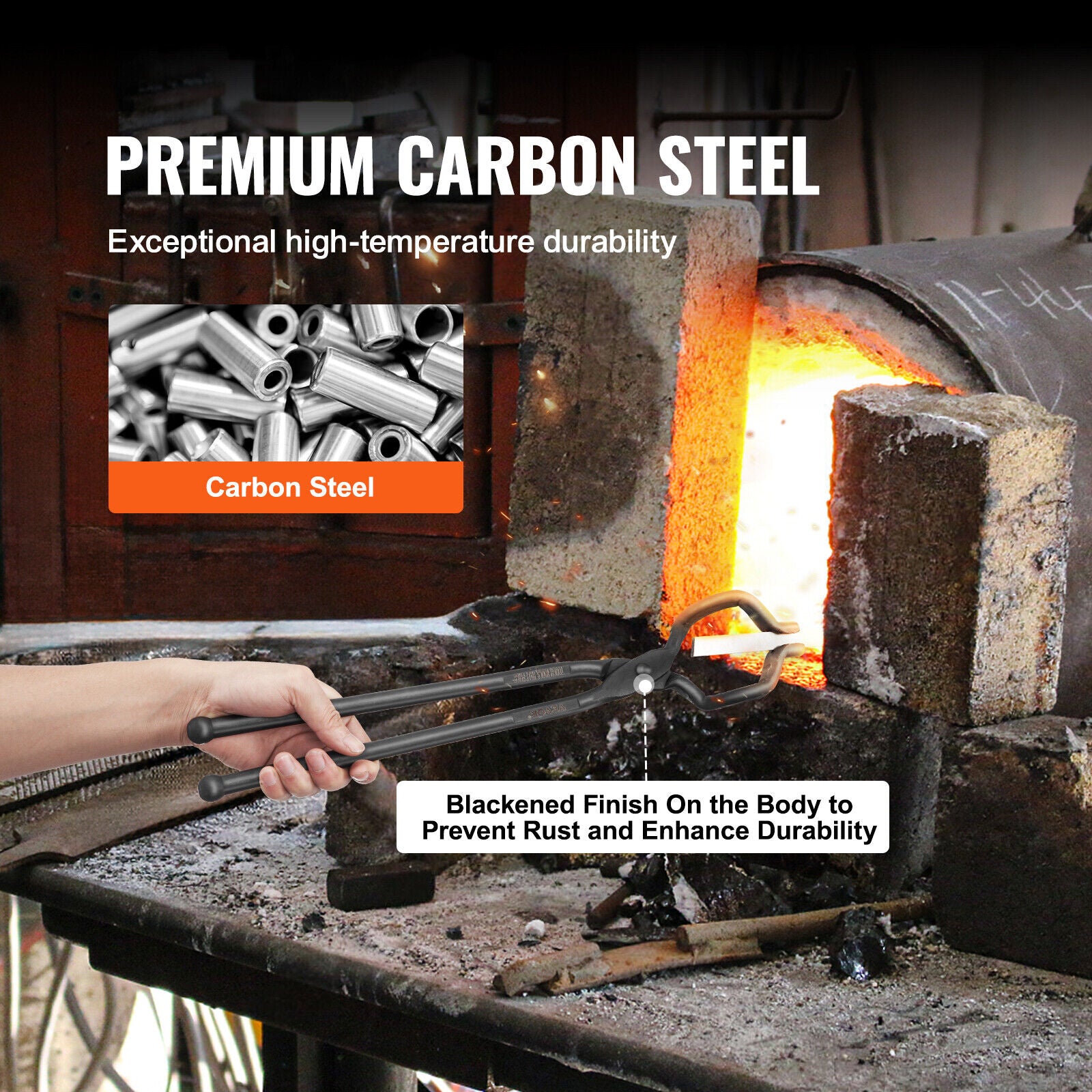 Blacksmith Tongs 18" Z V-Bit Tongs Carbon Steel Tongs A3 Steel Rivets