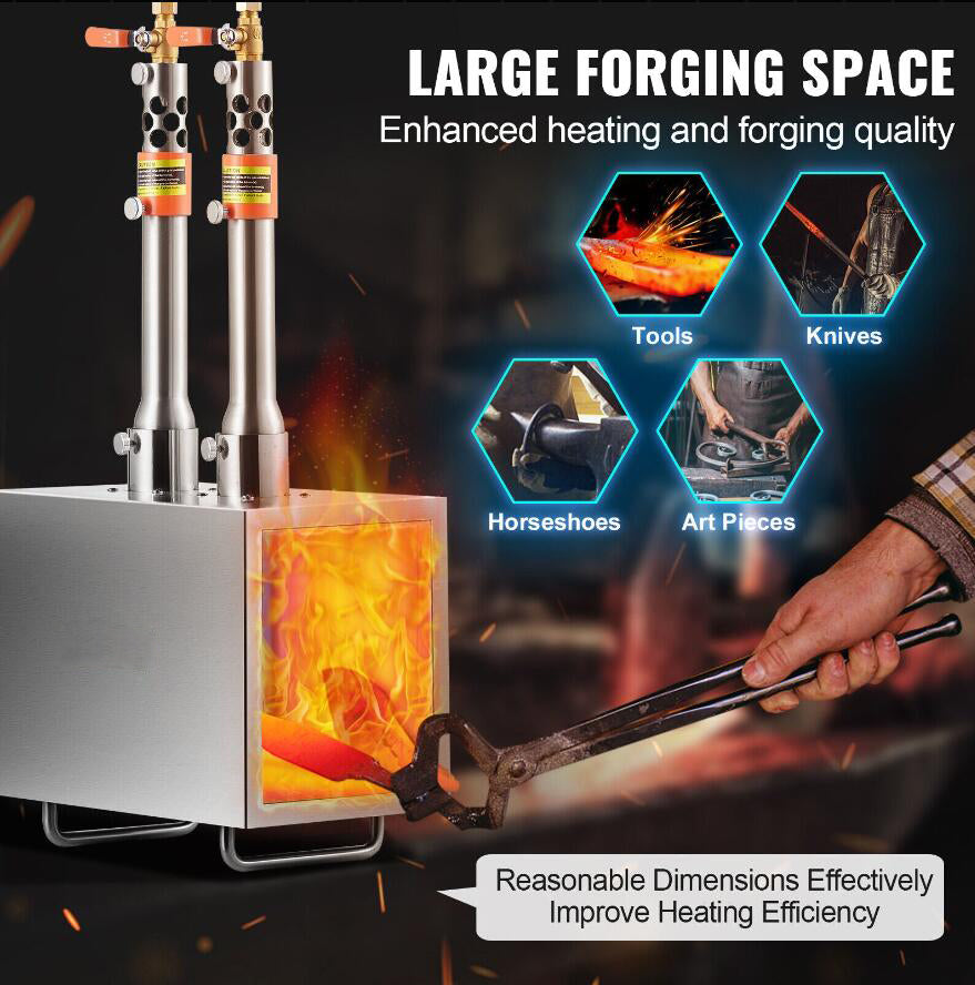 Upgraded Premium 1427℃ Portable 2 Burner Propane Forge Farrier Knife Metal Square NEW