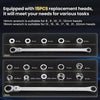 17PCS Extra Long 8-22mm Flex-Head Ratcheting Wrench Set With Metric Double Box End