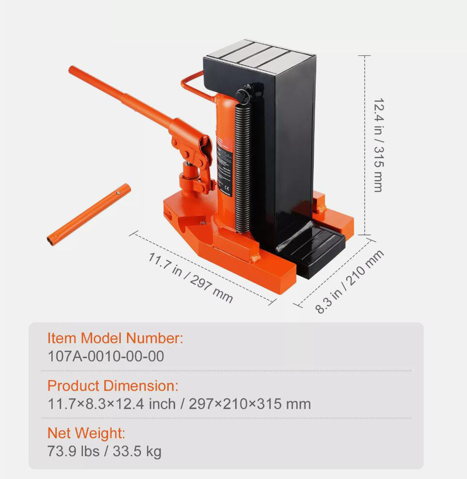 Heavy Duty 10 Ton Toe 20 Ton Top Lifting Capacity Hydraulic Machine Toe Jack Lift