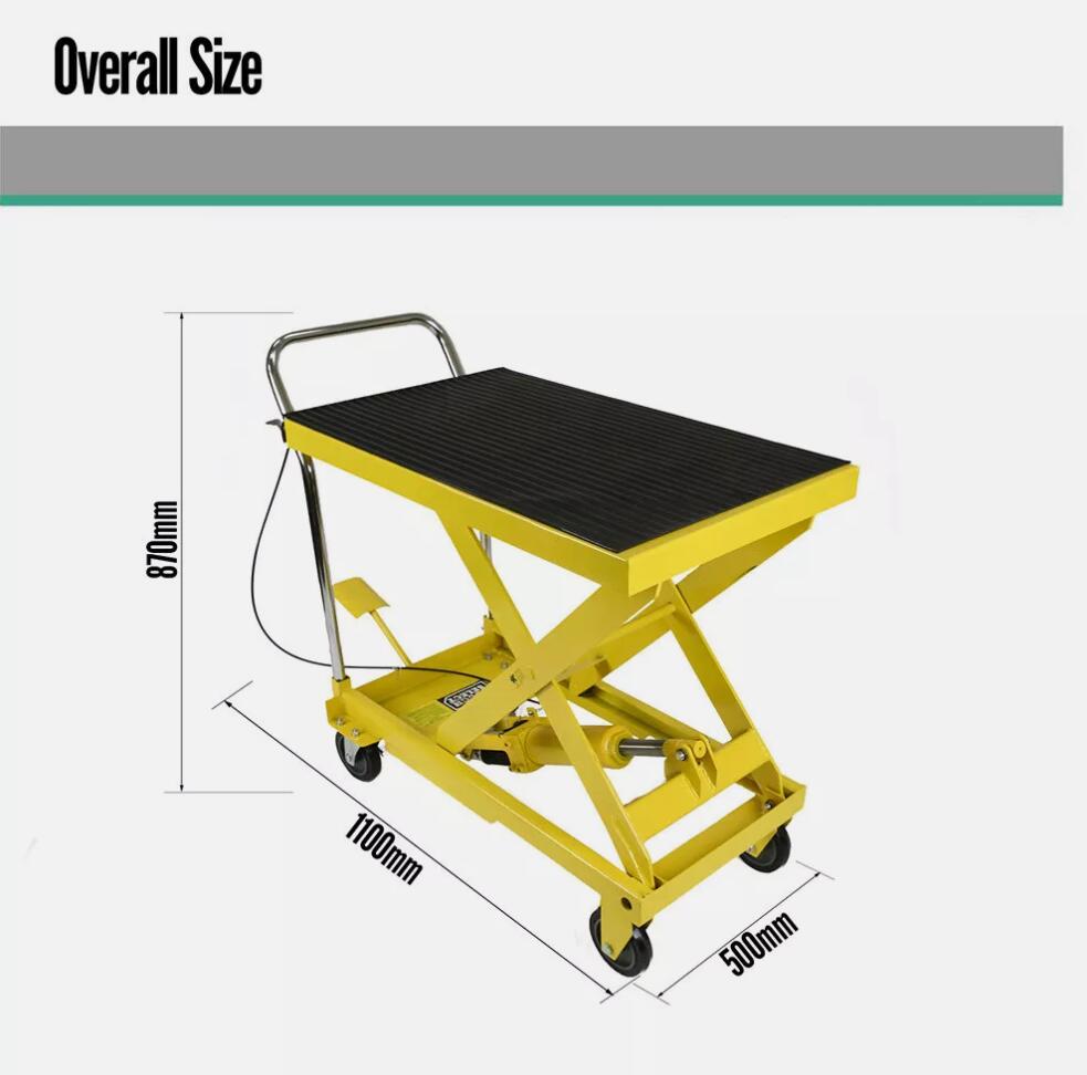 Heavy Duty 550KG Manual Scissor Lift Hydraulic Cart Table AU