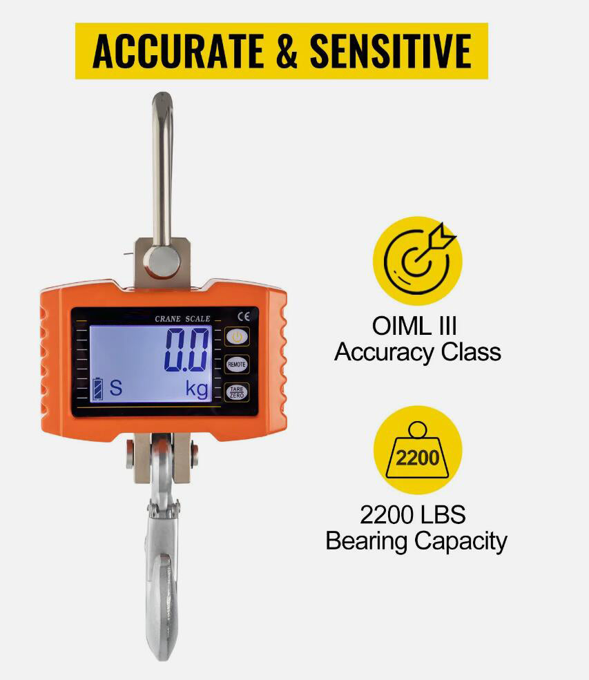 Heavy Duty 1000KG Digital Hanging Scale High Precision Crane Scale AU