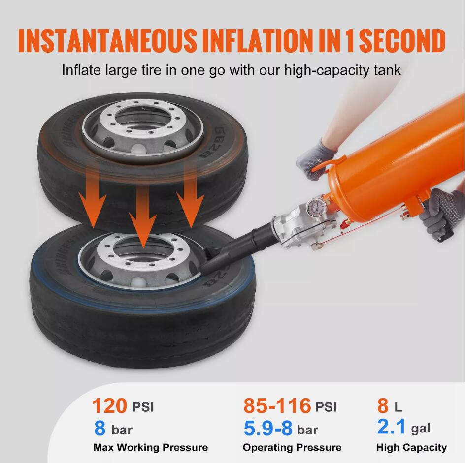 8L Air Blaster Tire Bead Seater Portable Trigger Seating Inflator Heavy Duty