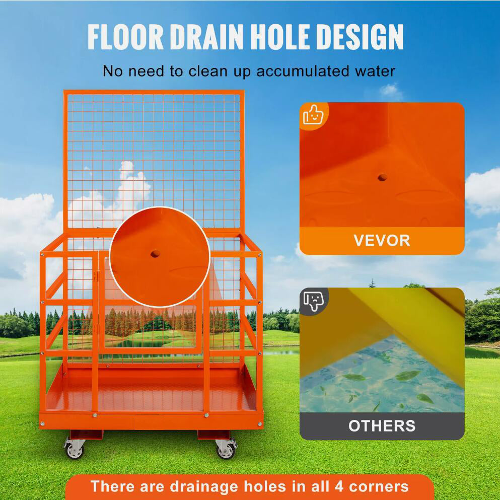 1400lbs Stability and Security Forklift Safety Cage Work Platform With Wheels for Aerial