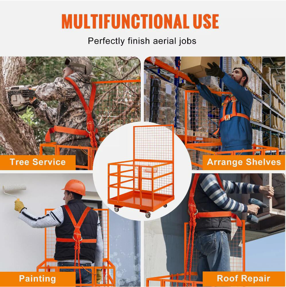 1400lbs Stability and Security Forklift Safety Cage Work Platform With Wheels for Aerial