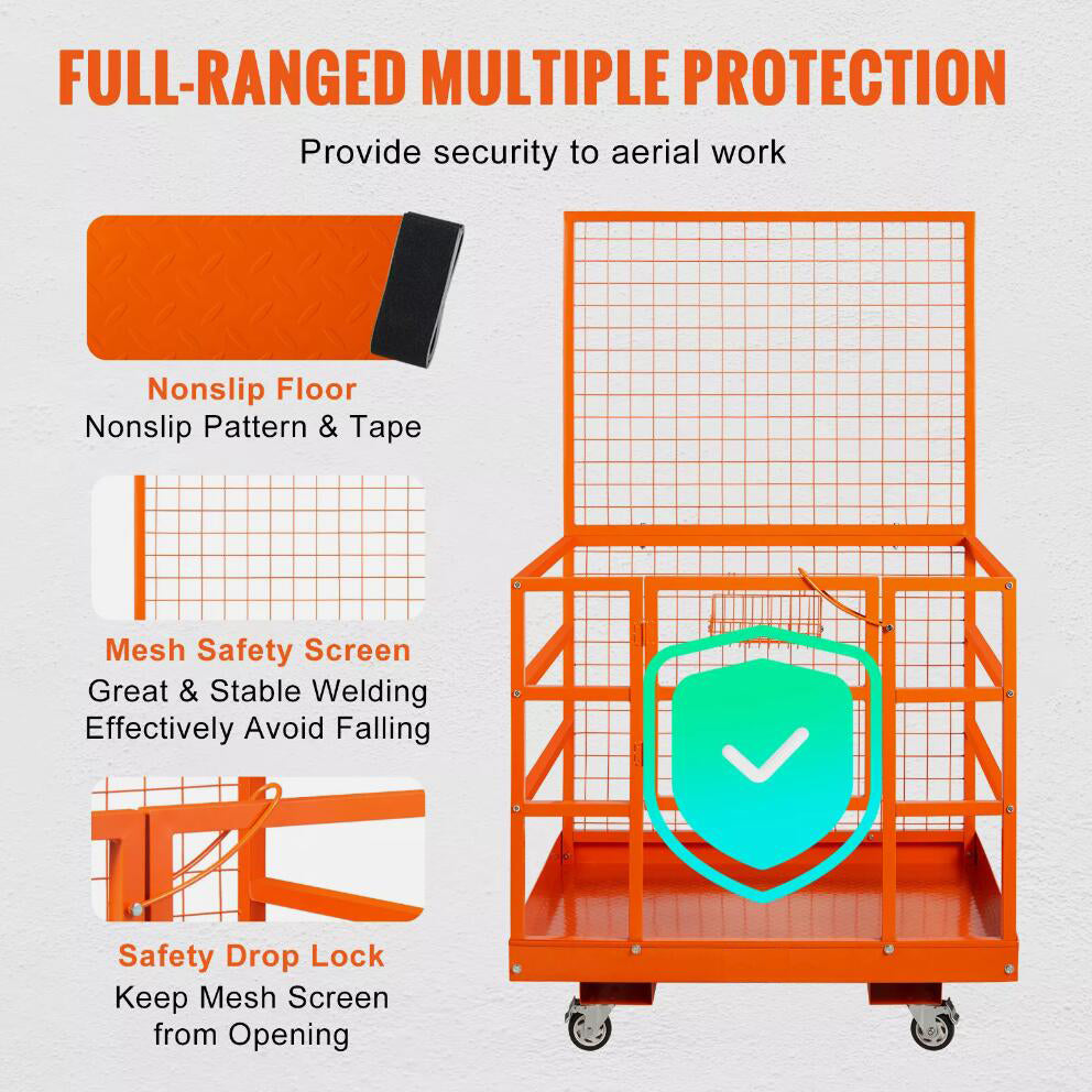 1400lbs Stability and Security Forklift Safety Cage Work Platform With Wheels for Aerial