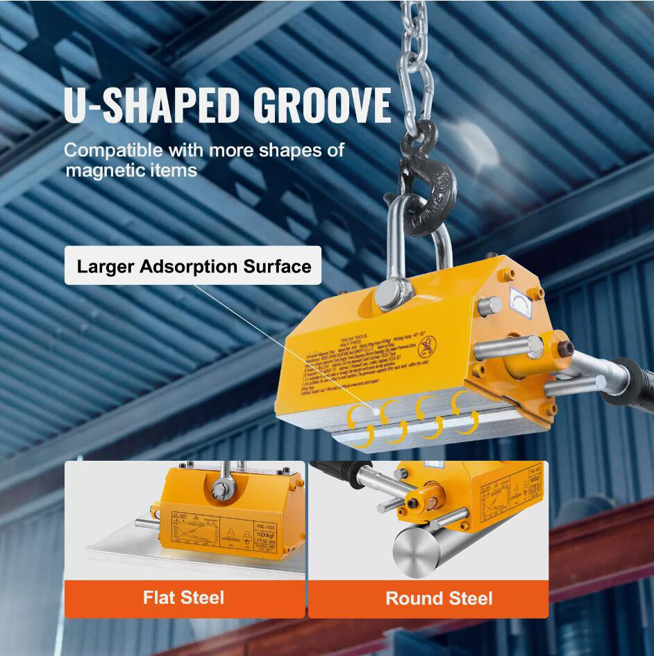 1000 kg Heavy Duty Permanent Magnetic Lifter Lifting Magnet Neodymium Hoist AU