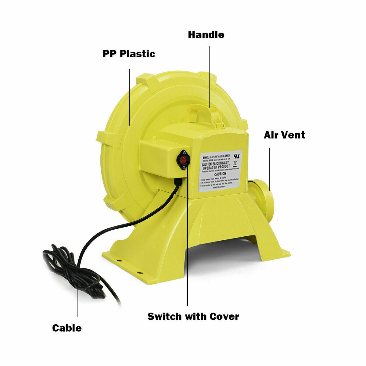 680W Electric Air Pump Blower Fan for Inflatable Bouncer Jumping Castle