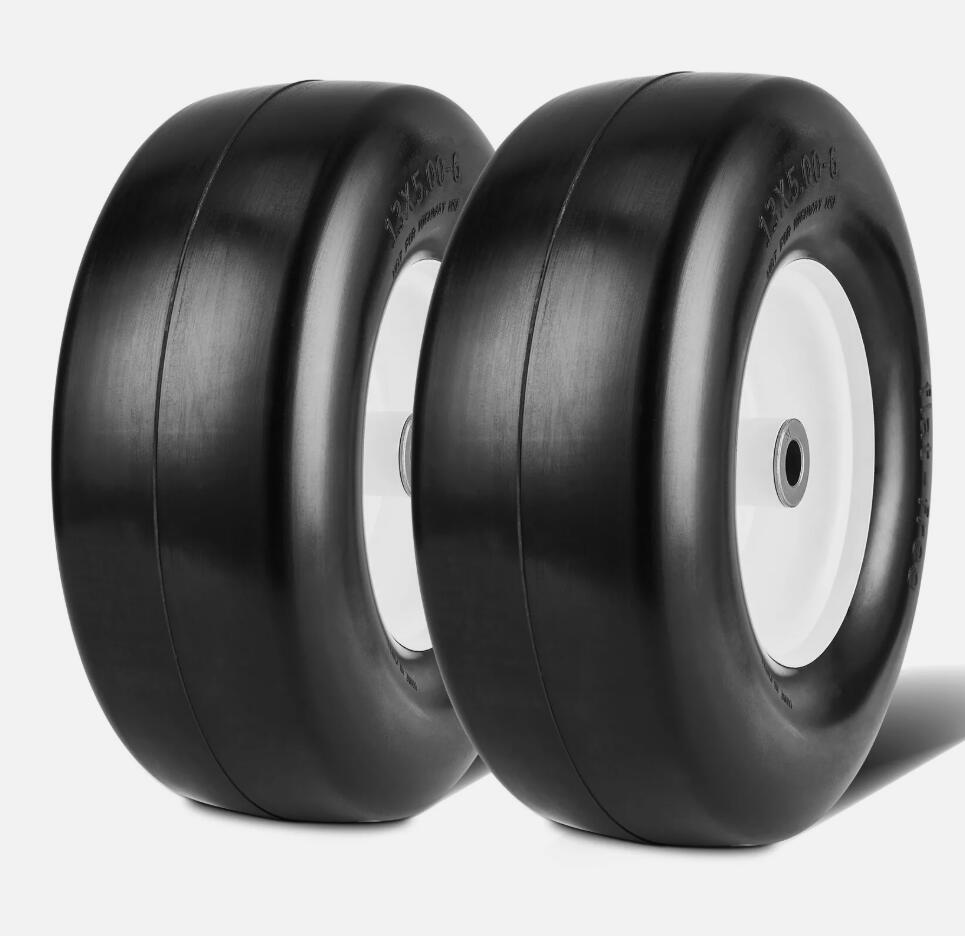 2PCS  13x5-6" Lawn Mower Tires Lawn Tractor Tires Flat-free PU Tires 450 LBS Load Capacity